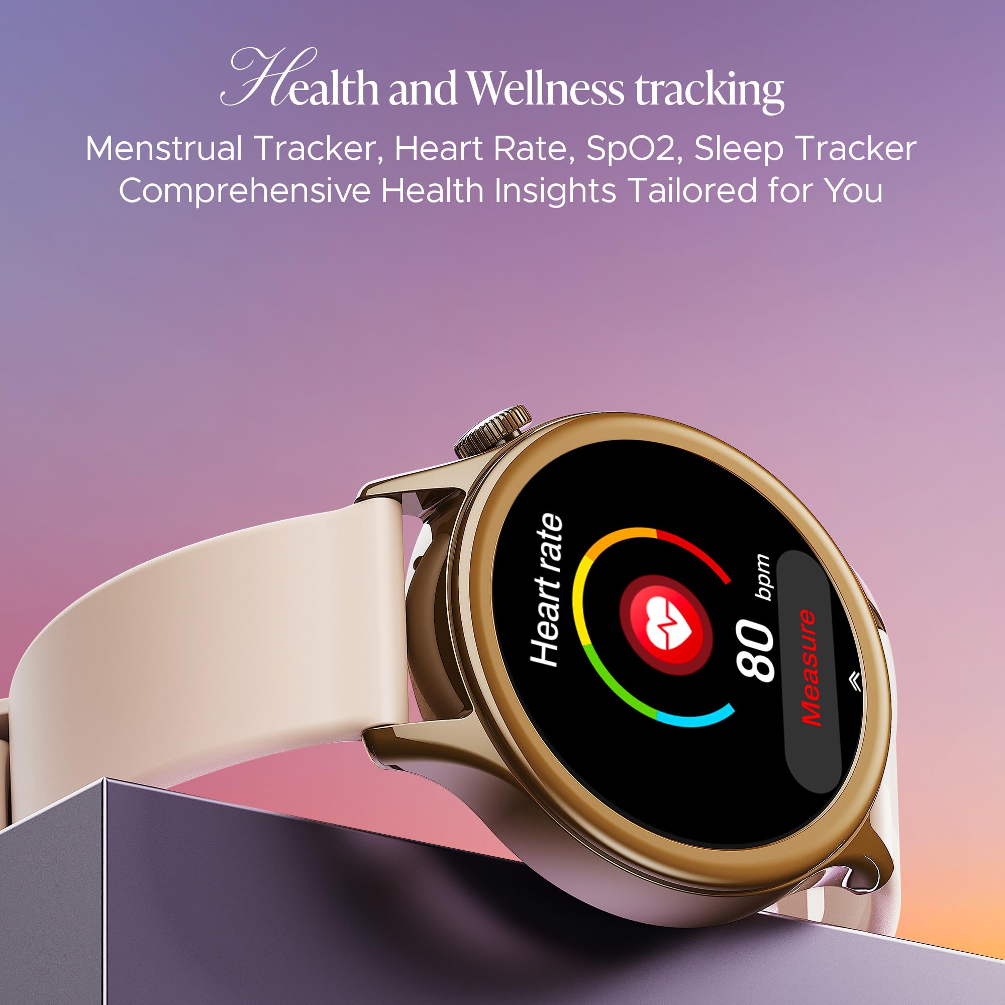 boAt Enigma Daze Women's Luxury Smart Watch w/ 1.3”(3.3cm) Luminous Display, Emergency SOS Live Location Sharing, Functional Crown, Watch Face Studio, QR Tray, BT Calling, HR & SpO2 (Cherry Blossom)