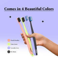 Perfora Dream White Toothbrush For Kids & Adults | With Activated Charcoal & Smart Indicator Bristle | Super Soft Bristles For Sensitive Teeth | Tooth Brush Set Pack Of 4 (Buy 3 Get 1)