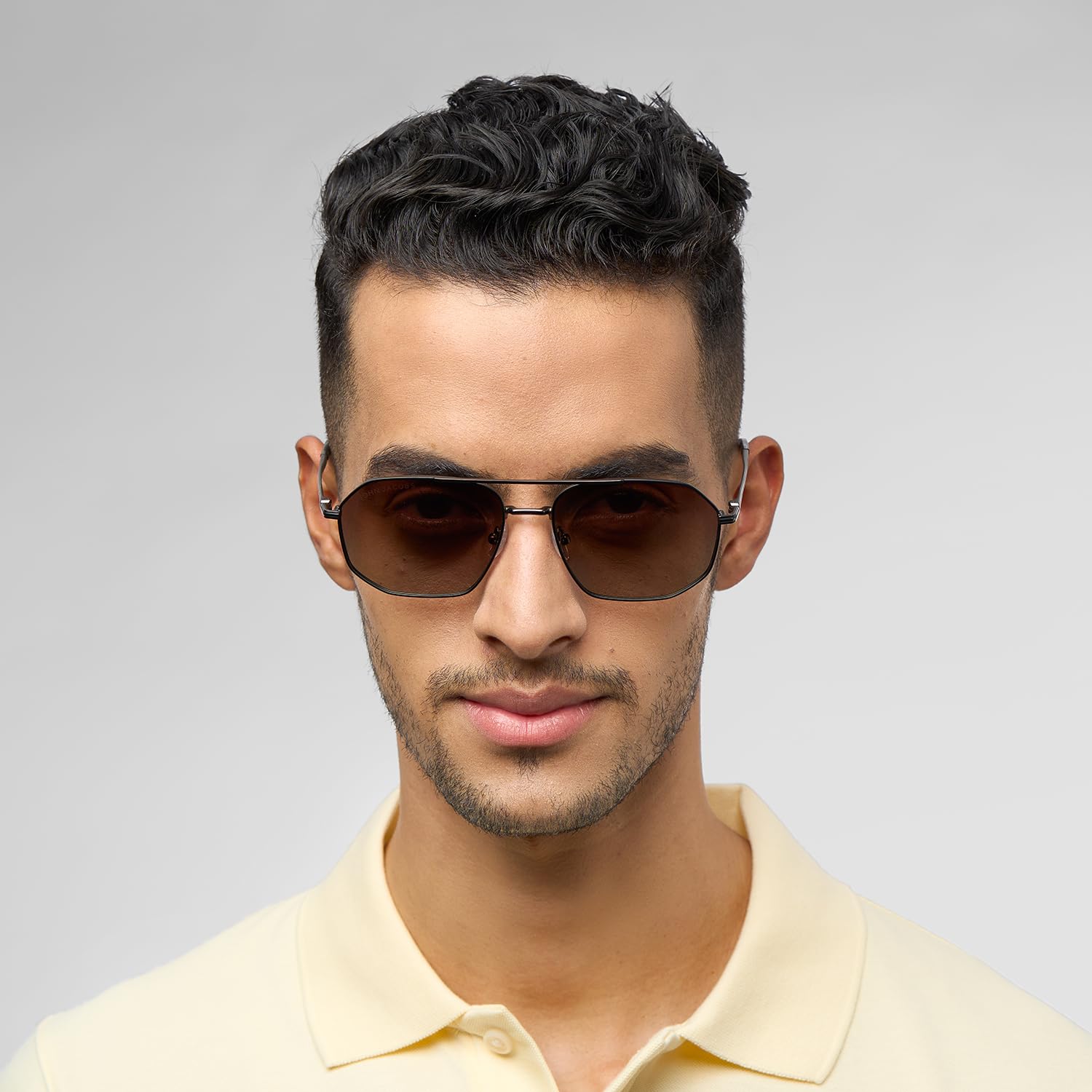 John Jacobs | Gunmetal - Brown | Full Rim Rectangular Stylish & Premium Polarized Sunglasses | Polarized and 100% UV Protected | Men & Women | Extra Wide | JJ S15861