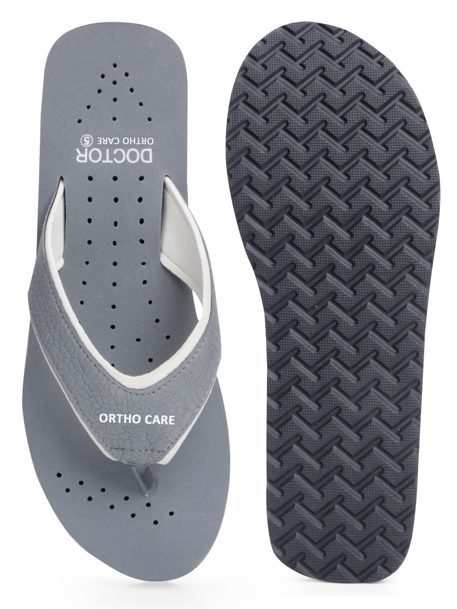 DOCTOR EXTRA SOFT Chappal Care Orthopaedic and Diabetic Comfort Doctor Flip-Flop and House Slipper's for Women's OR-D-18-GREY-4 UK