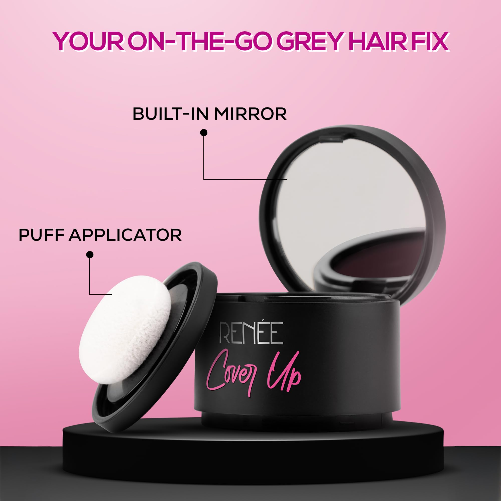 RENEE Cover-Up Hair Powder - Brown | Covers Grey Roots & Bald Spots Instantly | Highly Pigmented, Fuller & Denser Look | Long-Lasting | Matte Finish | Fine Powder | Flawless Application | 4gm