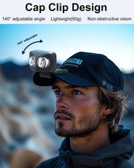 PHILIPS 5W Headlamp, 1000mAh Rechargeable Headlight with Headband, Touch Free Smart Gesture Contaol, 140 ° Tilt, 450LM Super Bright LED Head Light for Camping, Hiking, Fishing, Cycling