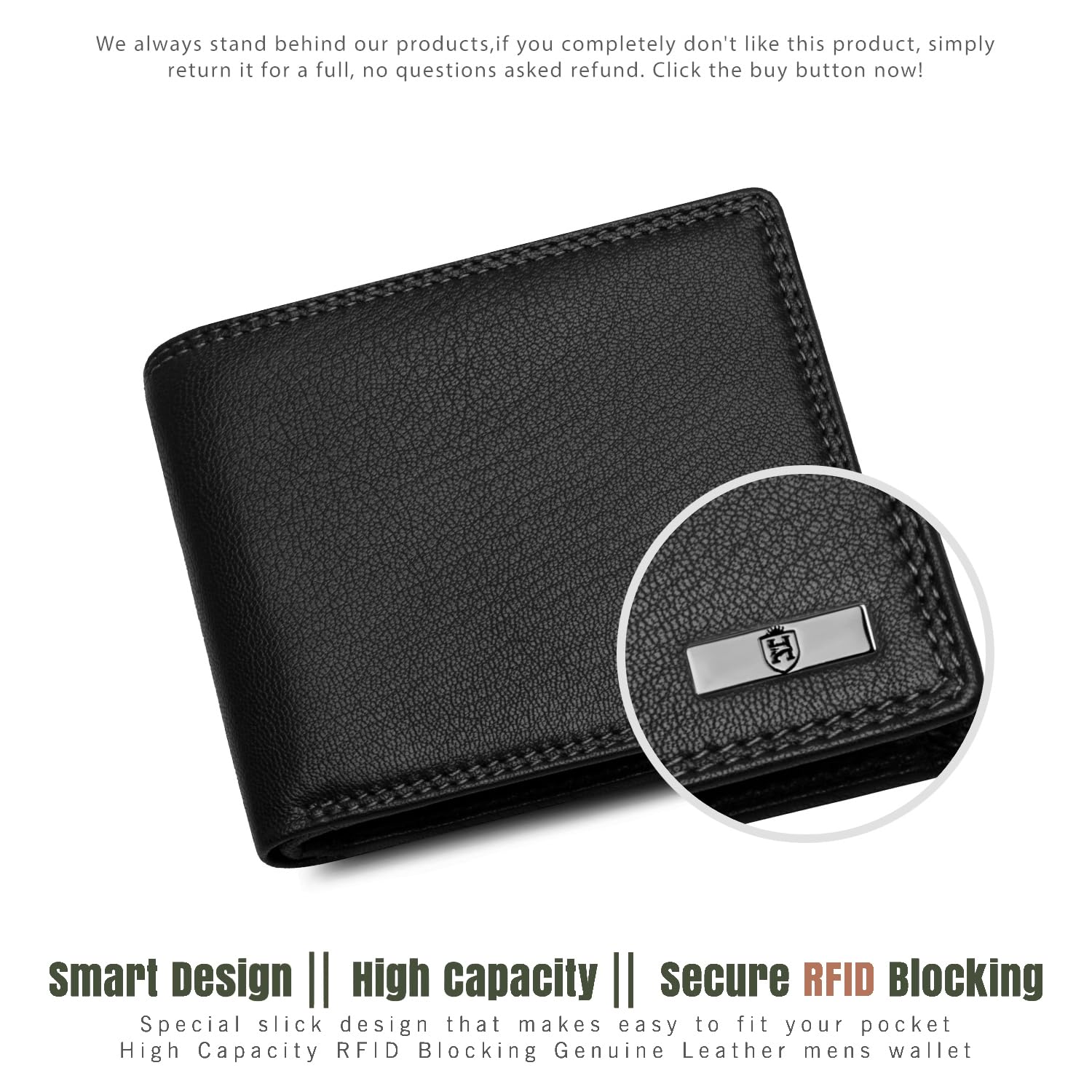 HORNBULL Stella Mens Black Purse | Stylist Mens Wallet with RFID Blocking | Wallet Men Brown Genuine Leather Gift Set