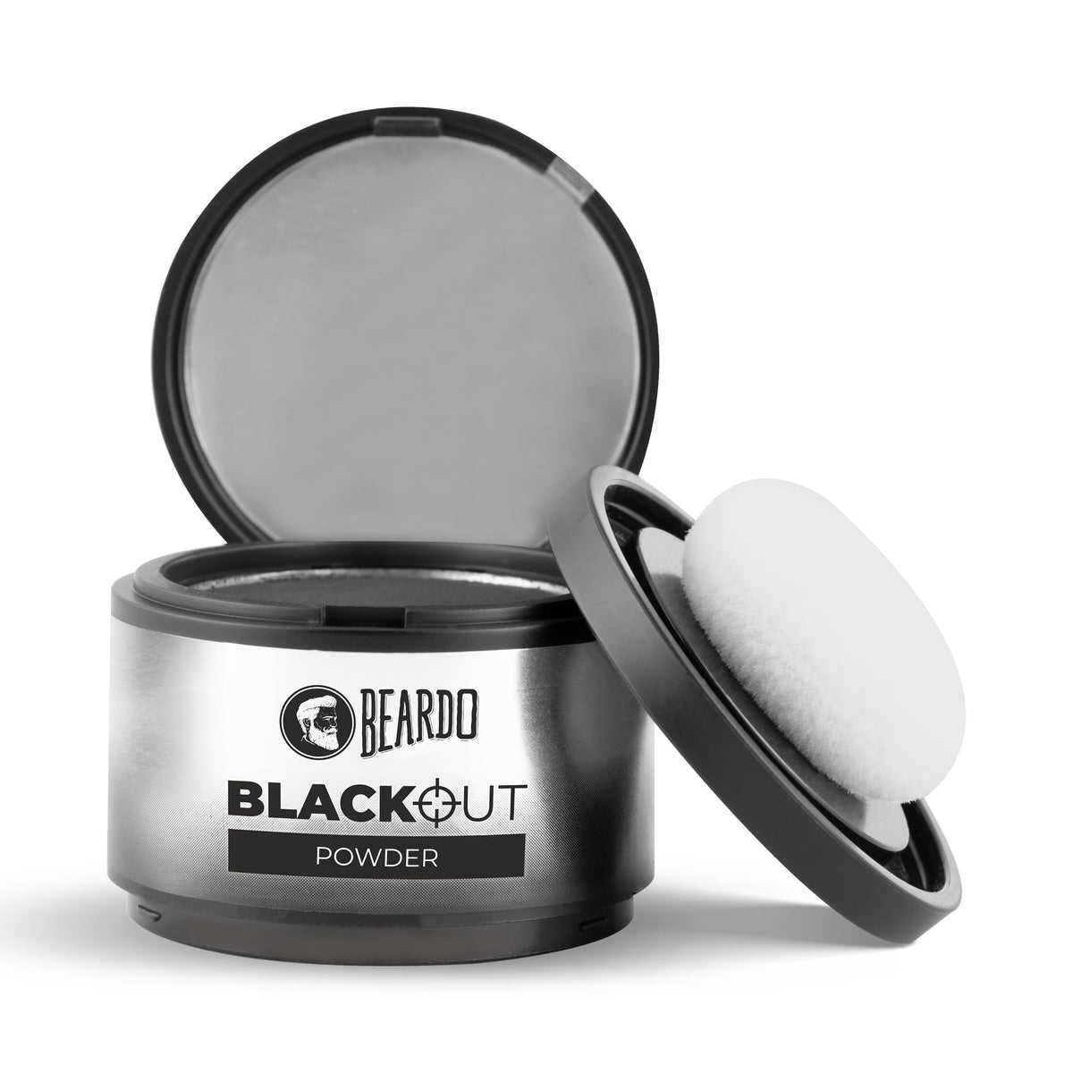 Beardo Blackout Hair Powder 4g - Black | Root Touch Up for Grey Hair | Instantly Covers Grey Roots, Beard Patches & Bald Spots | Thick Black Fiber Hairline Powder