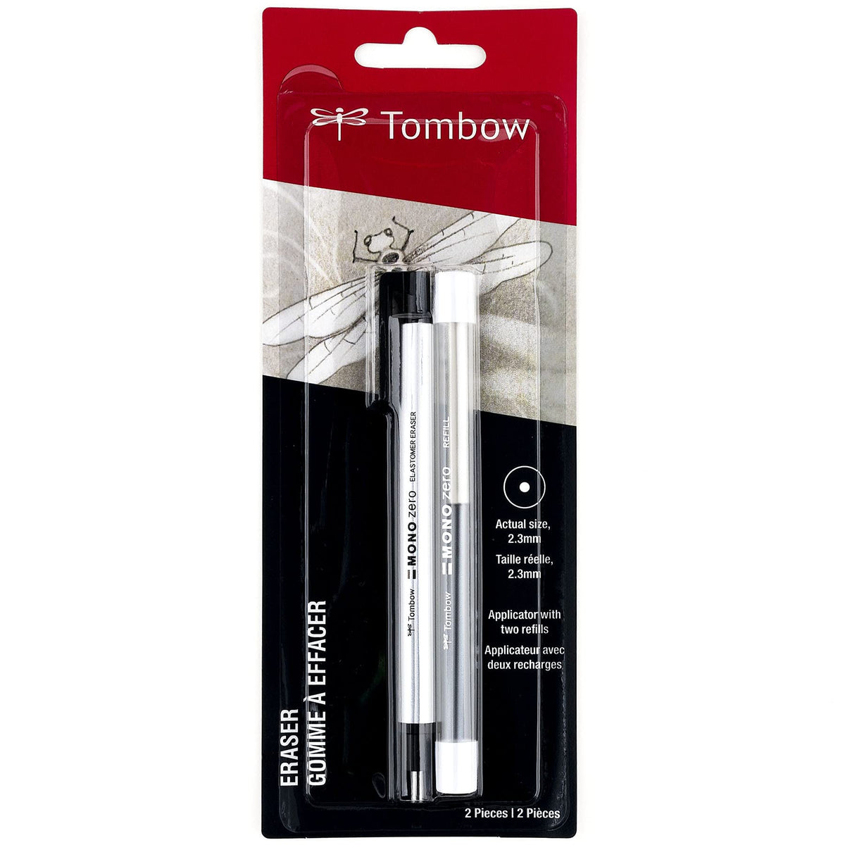 Tombow 57316 Mono Zero Eraser Value Pack, Round 2.3 mm. Precision Tip Eraser with Refills, White
