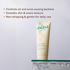 Asaya Daily Clear 2% Salicylic Acid Face Wash Cleanser I for Oily and Acne Prone Skin I With Lactic Acid & Zinc PCA I Treats Active Acne | Unclogs Pores | Controls Oil -100ml