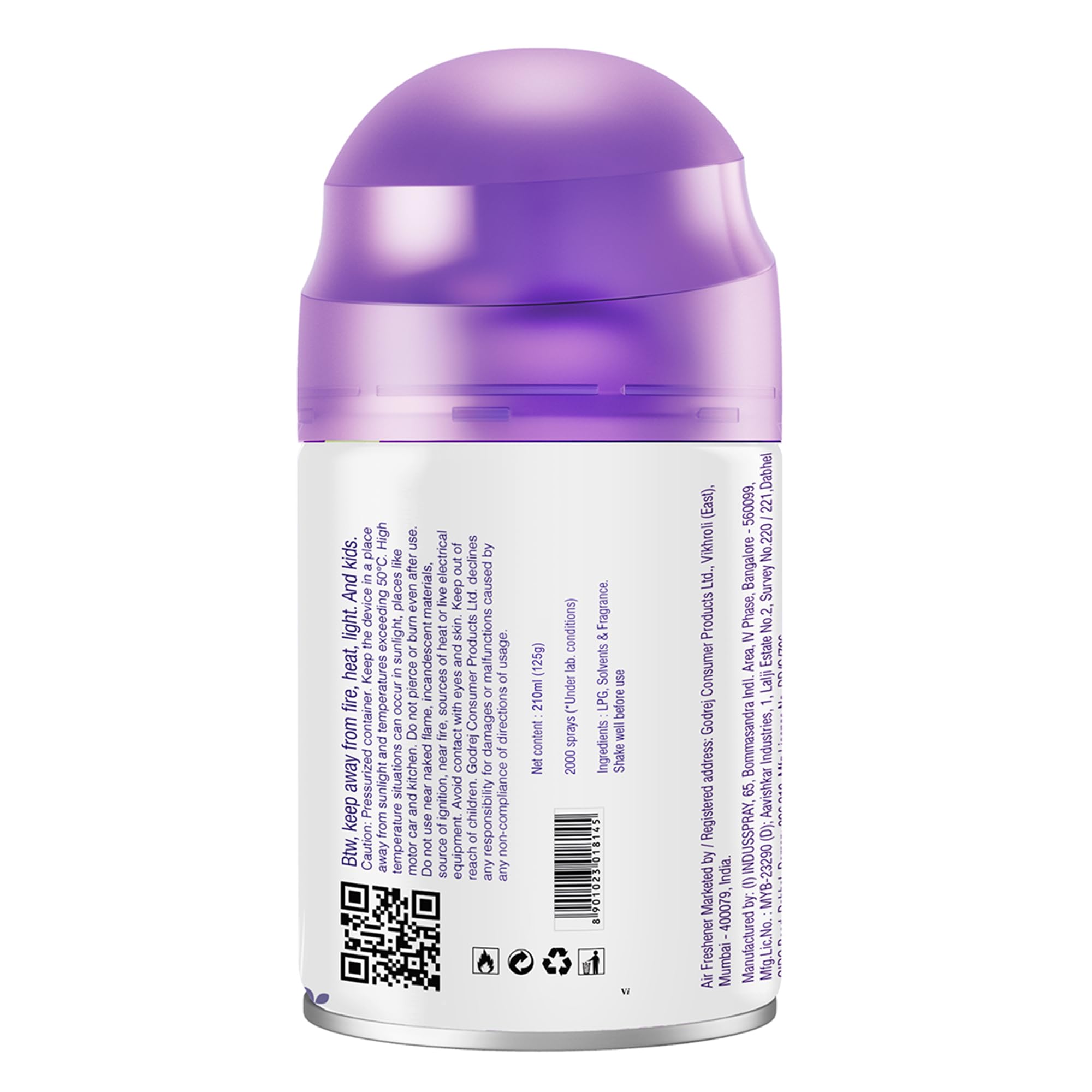 Godrej aer Matic Automatic Room Fresheners Refill Pack | Violet Valley Bloom | 2000 Sprays Guaranteed | Lasts up to 60 days (210ml)
