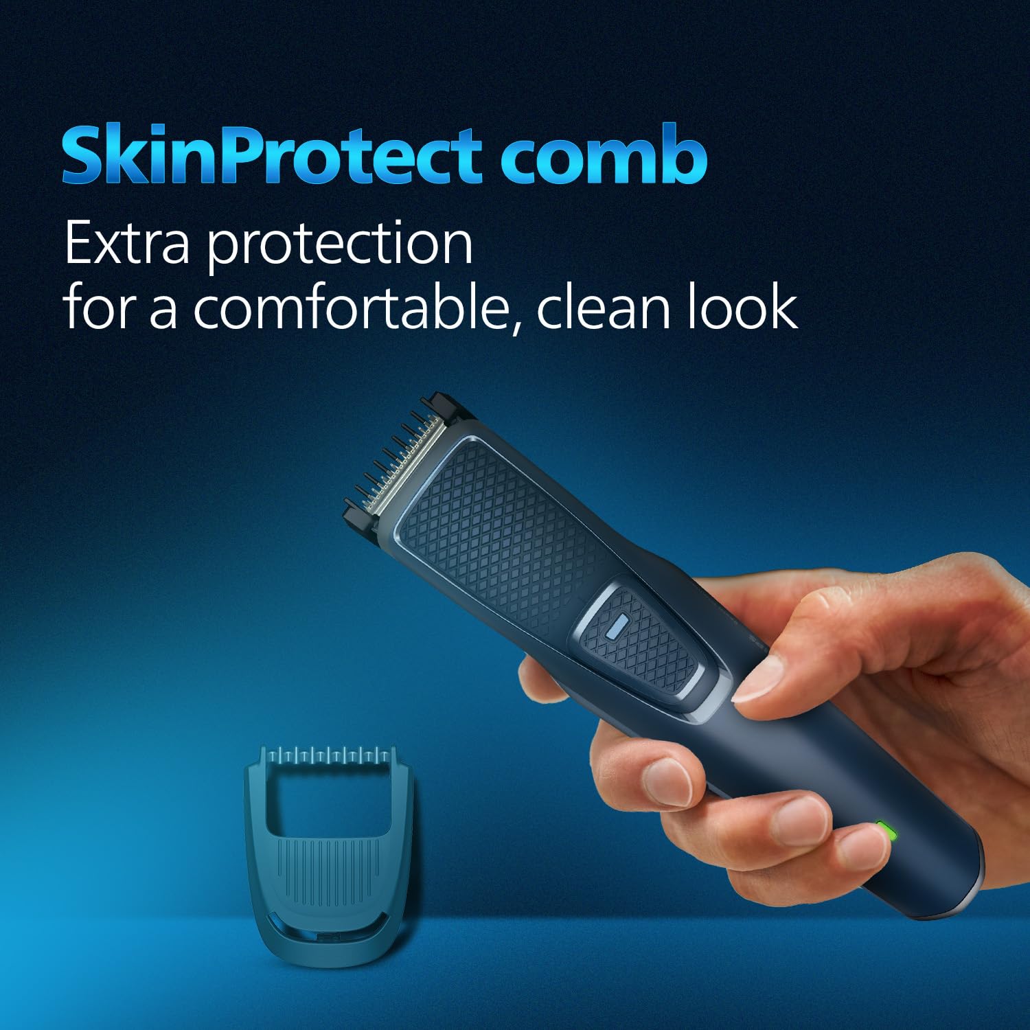 Philips Men's Trimmer BT1244 | Skin Safe Beard Trimmer for Men | Durapower Tech | Self Sharpening Blades | Skin Protect Comb | 30 Min Runtime USB Charging | No Oil Needed