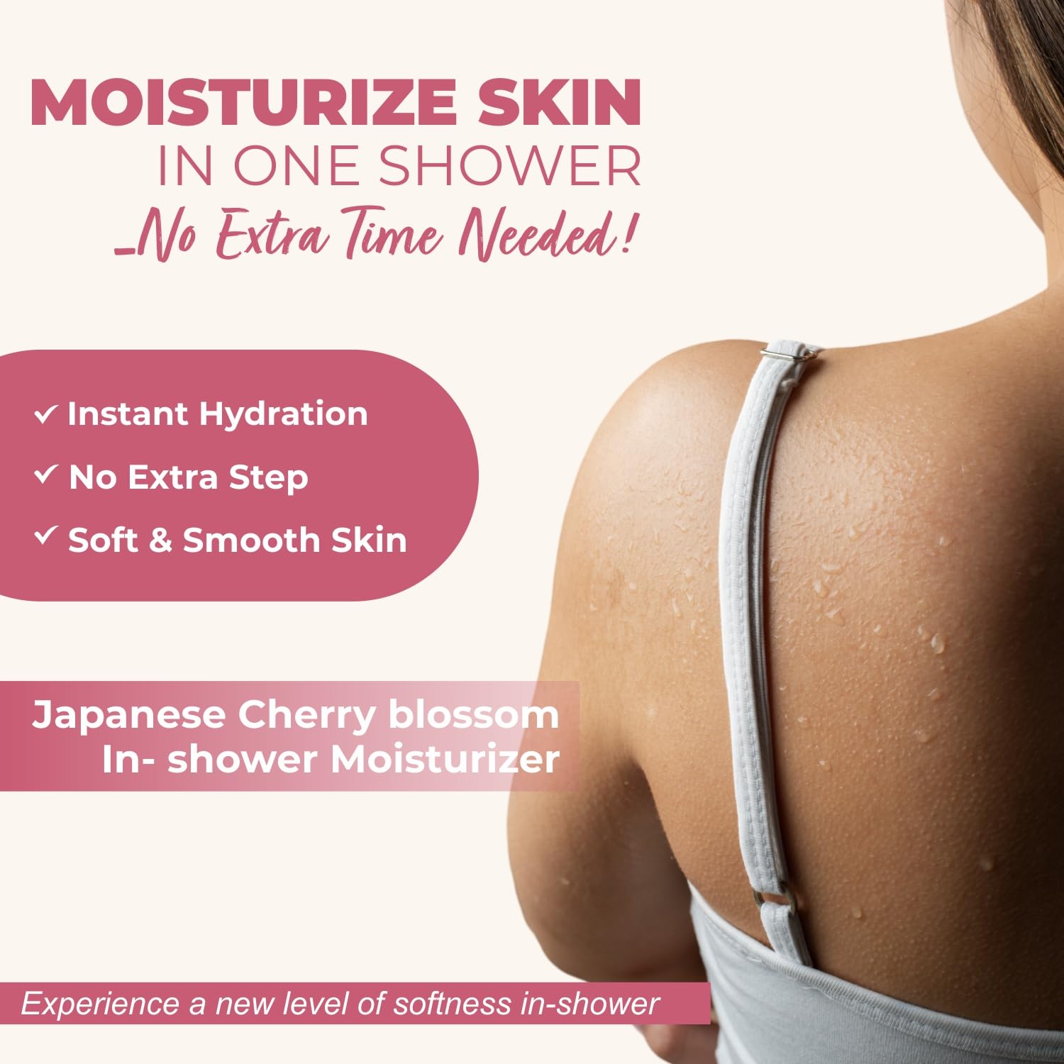 THE LOVE CO Japanese Cherry Blossom In-Shower Body Moisturizer | Coconut Oil & Shea Oil | For All Skin Types | Hydrates & Plumps | Reduces Dryness & KP Bumps | Non-Greasy (250ml)
