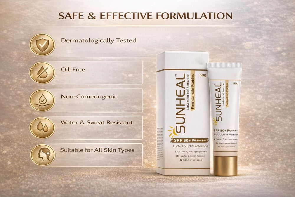 Sun-heal Ultra Matte Gel Sunscreen SPF 50+ PA++++ | UVA/UVB/IR Protection | Oil-Free & Non-Comedogenic | Water & Sweat Resistant | Anti-Ageing Peptide Formula | 50g | Glammy.lk