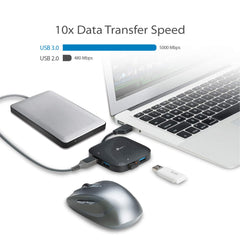 TP-Link UH400 USB 3.0 4-Port Portable Data Hub for Mac, iMac, MacBook Pro Air, Ultrabooks, Tablet, Laptop and Any PC, Windows, Mac OS X and Linux Systems- Black