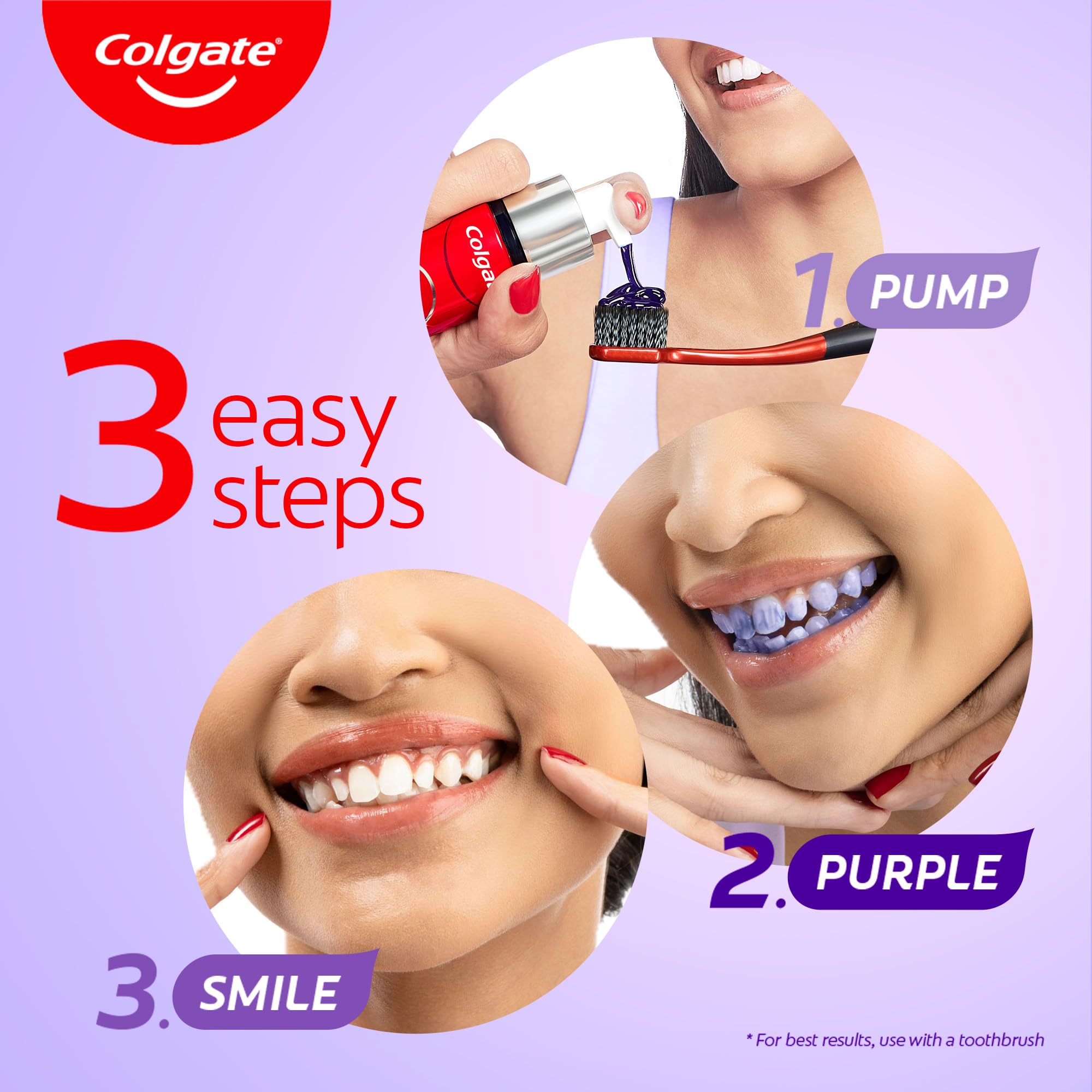 Colgate Visible White Purple Teeth Whitening Serum, 40ml – Mint & Yuzu Flavour, Instant Brightening Purple Serum for Whiter Smiles