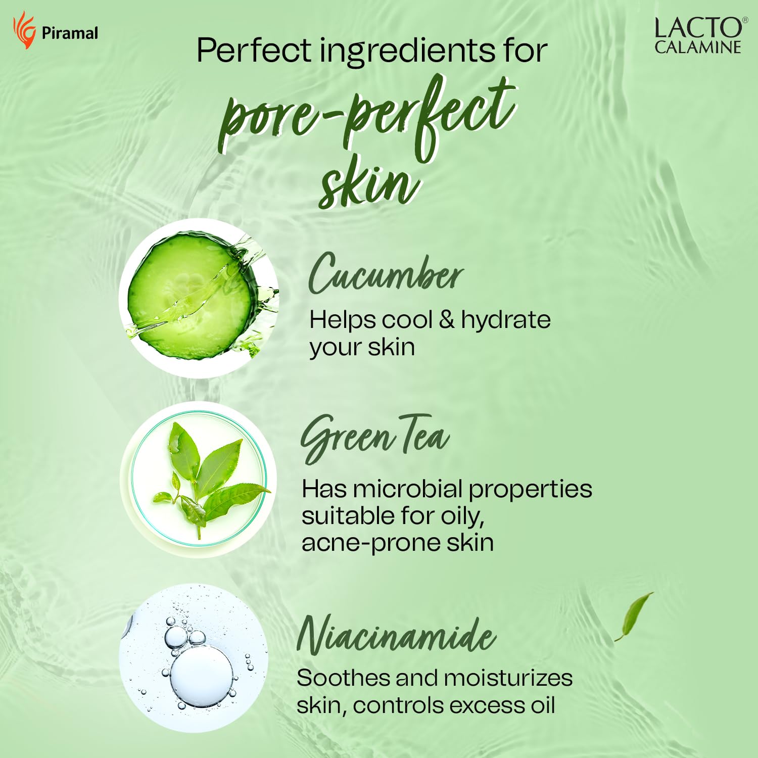 Lacto Calamine Face Toner With Cucumber | 120ml | Deep Pore Cleansing | Open Pores Tightening with Green Tea & 2% Niacinamide For Cool & Hydrated Skin | No Sulphate, Alcohol, Parabens