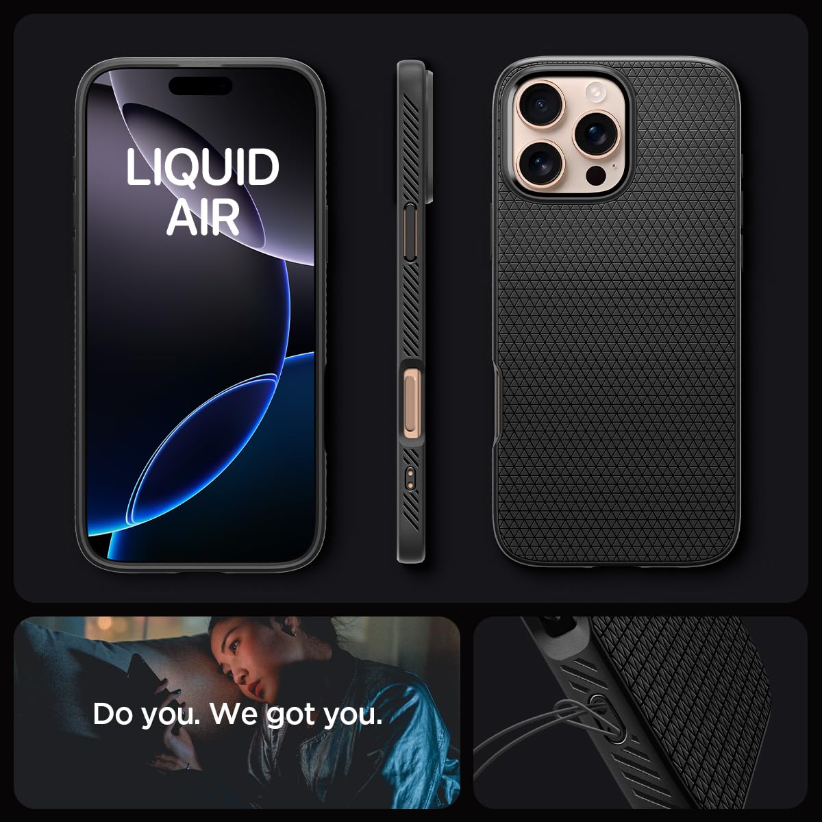 Spigen Liquid Air Back Cover Case for iPhone, Durable Protection, Air Cushion Technology - TPU | Matte Black