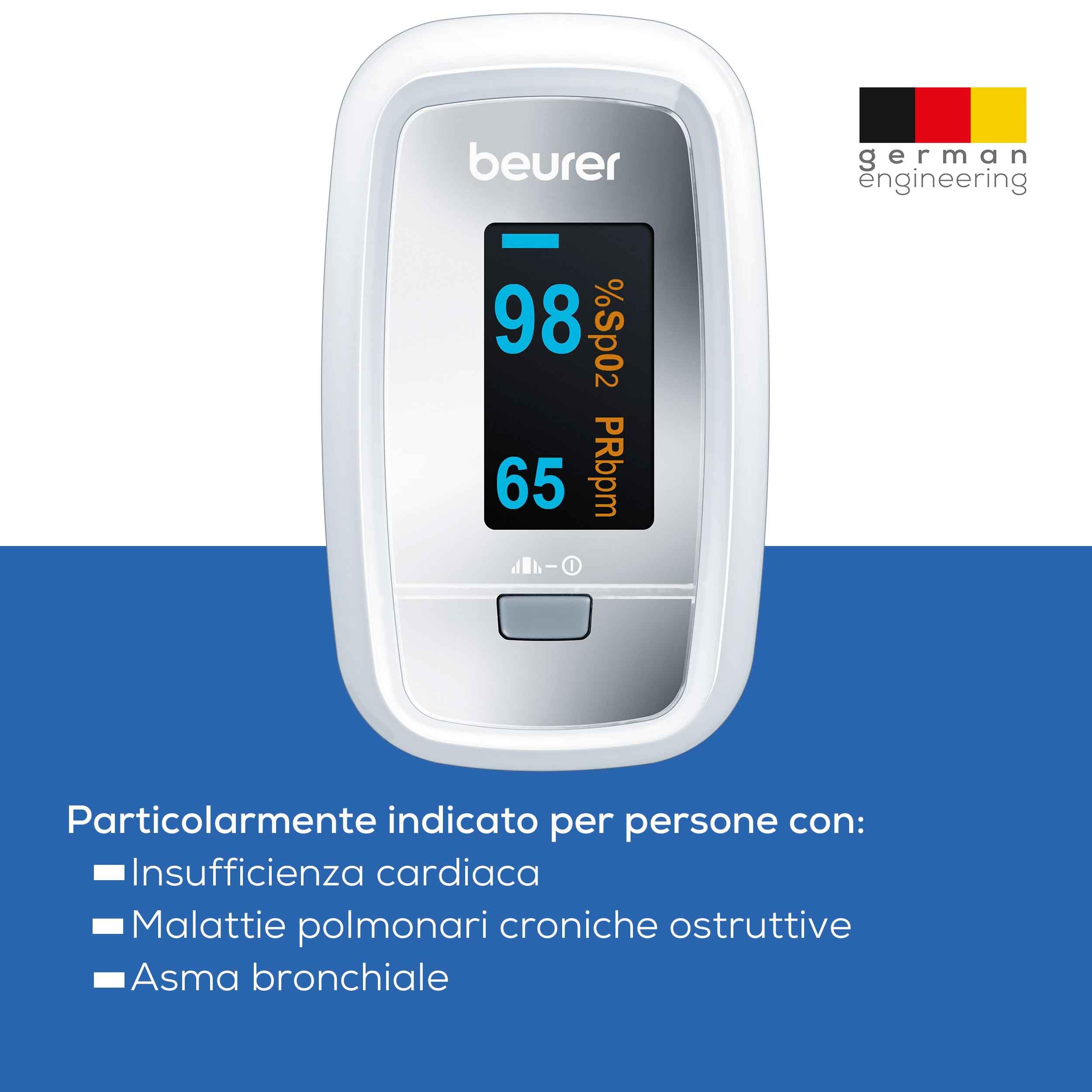 Beurer PO30 Pulse Oximeter, Blood Oxygen Saturation & Heart Rate MonitoR, Grey
