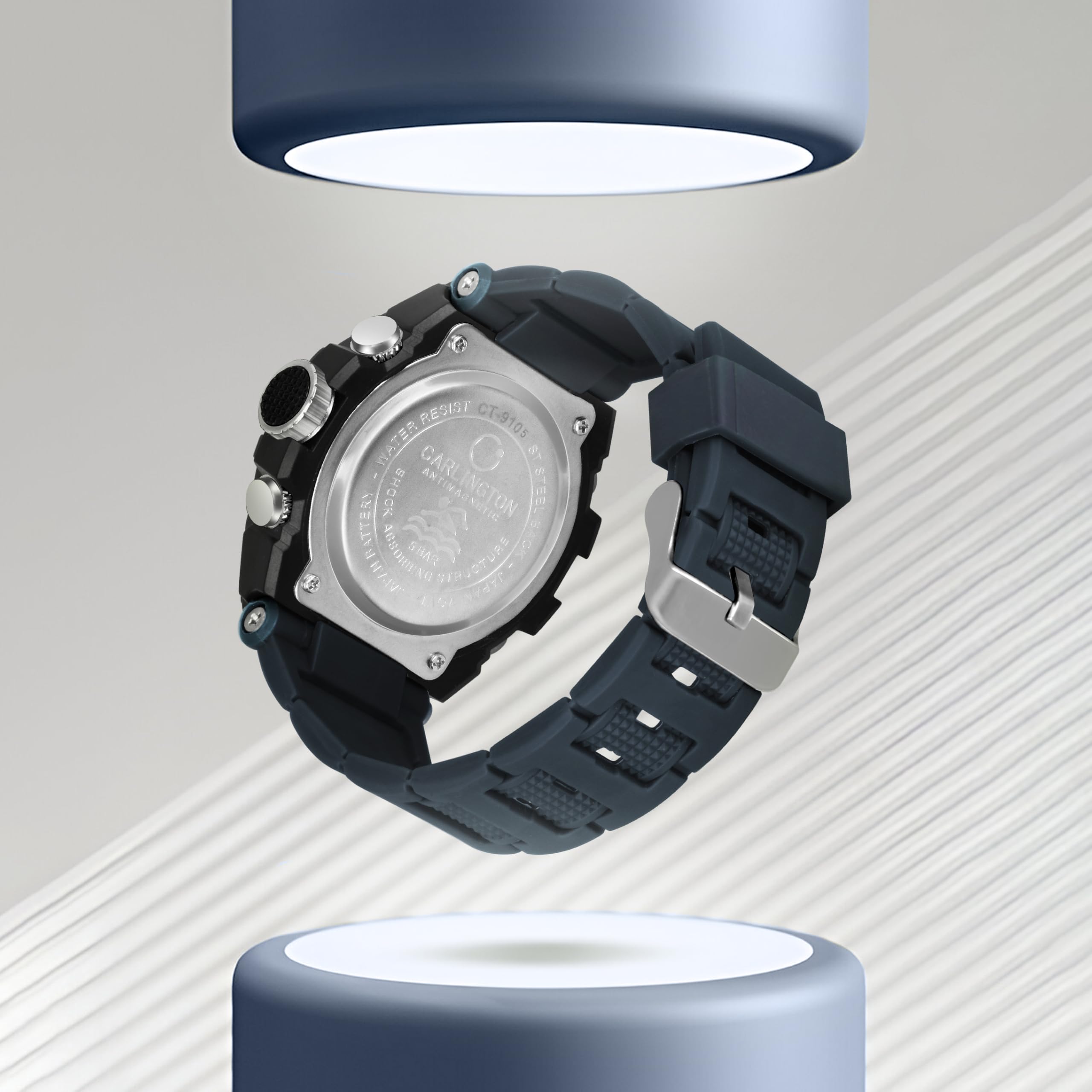 Carlington Resin Endurance Analog-Digital Sports Watch for Men and Boys - CT9105 Series One (Silver, Teal)