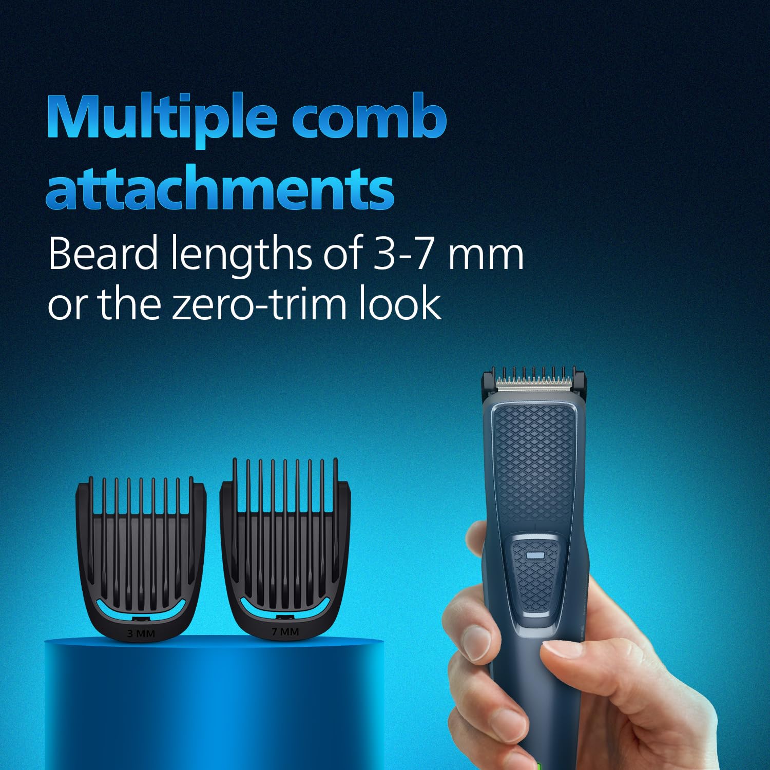 Philips Men's Trimmer BT1244 | Skin Safe Beard Trimmer for Men | Durapower Tech | Self Sharpening Blades | Skin Protect Comb | 30 Min Runtime USB Charging | No Oil Needed