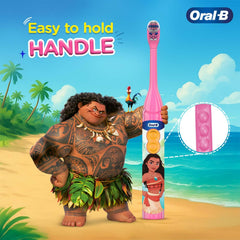 Oral-B Kids Moana Battery Electric Toothbrush, 90 Day Battery, IPX7 Water Resistant, Soft Bristles, Removes 100% More Plaque, 3+ Years