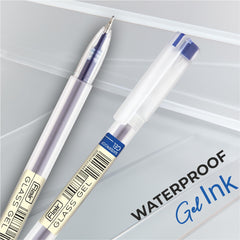 FLAIR Glass Gel Pen Wallet Pack | Tip Size 0.6 mm | Water Proof Ink For Smooth Flow System | Low-Viscosity Ink For Smudge Free Writing | Blue ink, Pack of 10