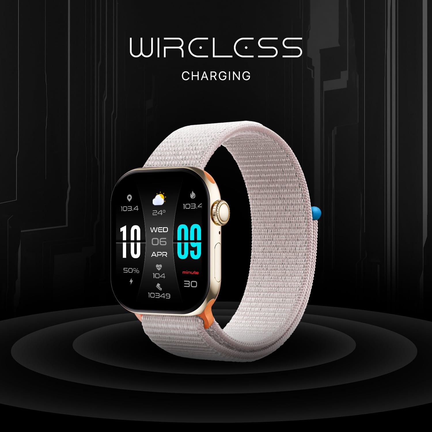 Fire-Boltt Ring X Smartwatch 2.01” Display with Always On Display, Bluetooth Calling, Wireless Charging, AI Voice Assistant, 100+ Sports Modes, Health Suite, 500+ Watchfaces (Starlight)