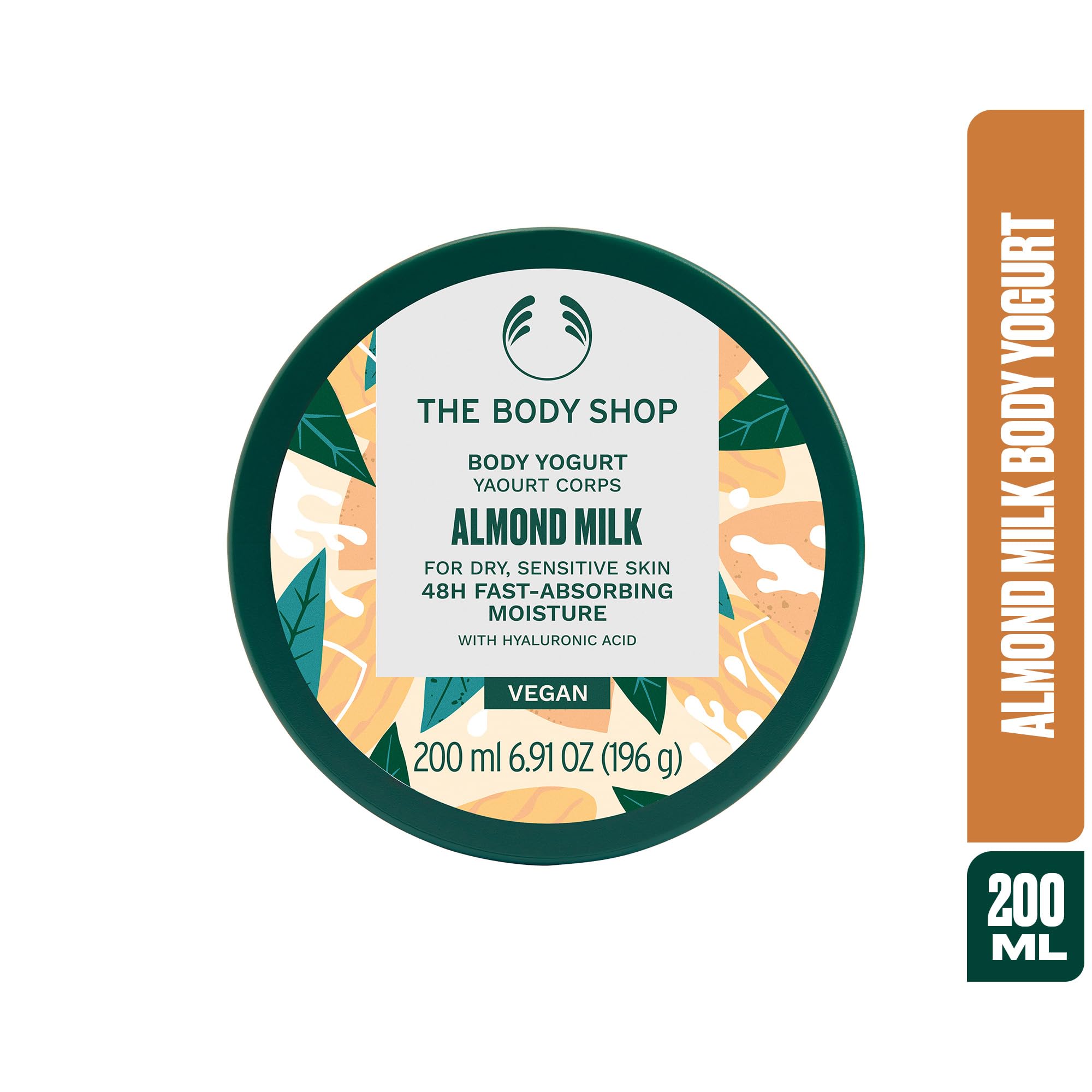 The Body Shop Vegan Body Yogurt Almond Milk Cream, 200 ML - For Normal To Dry Skin | Instant 48 Hr Moisture | Vegan