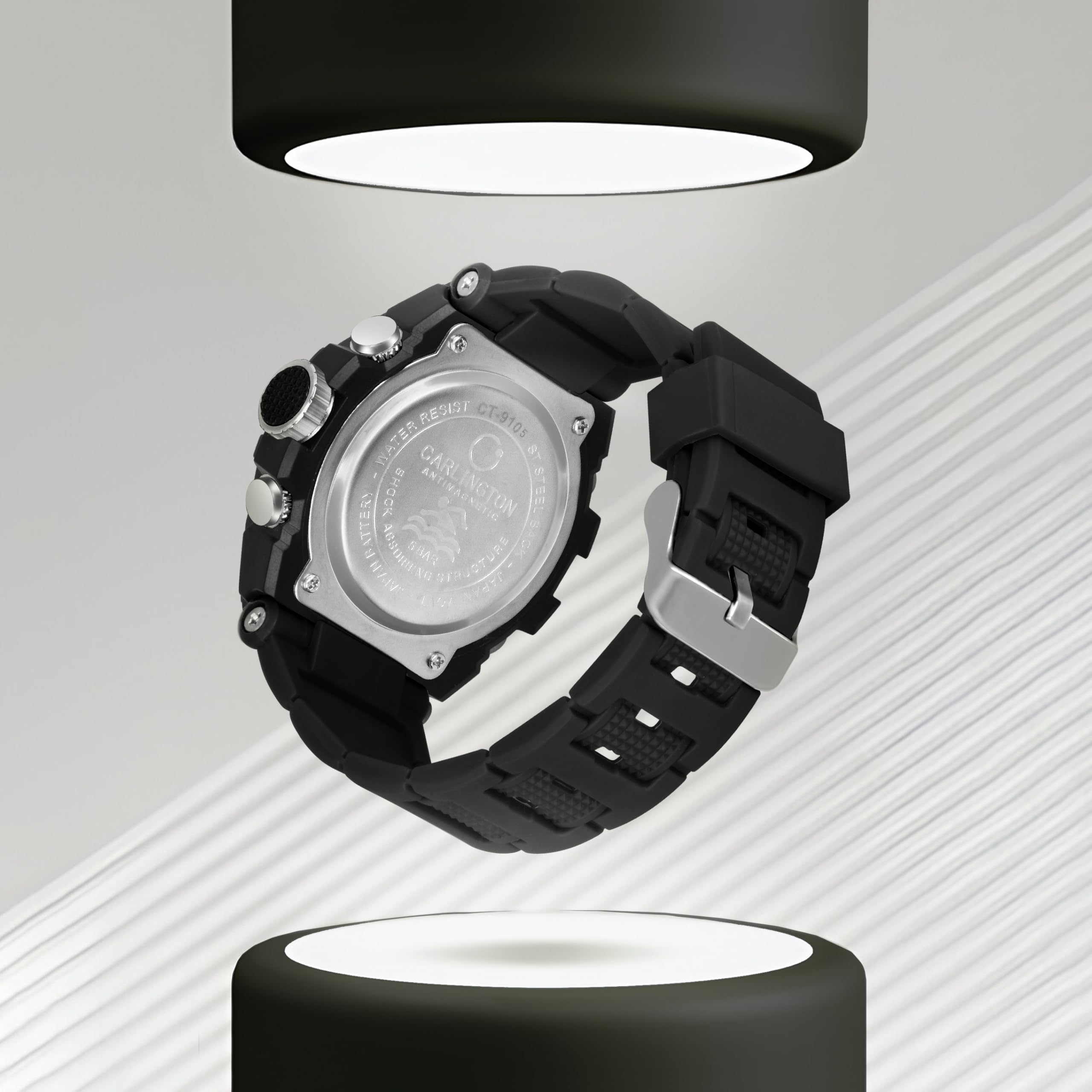 Carlington Resin Endurance Analog-Digital Sports Watch For Men And Boys - Ct 9105 Black
