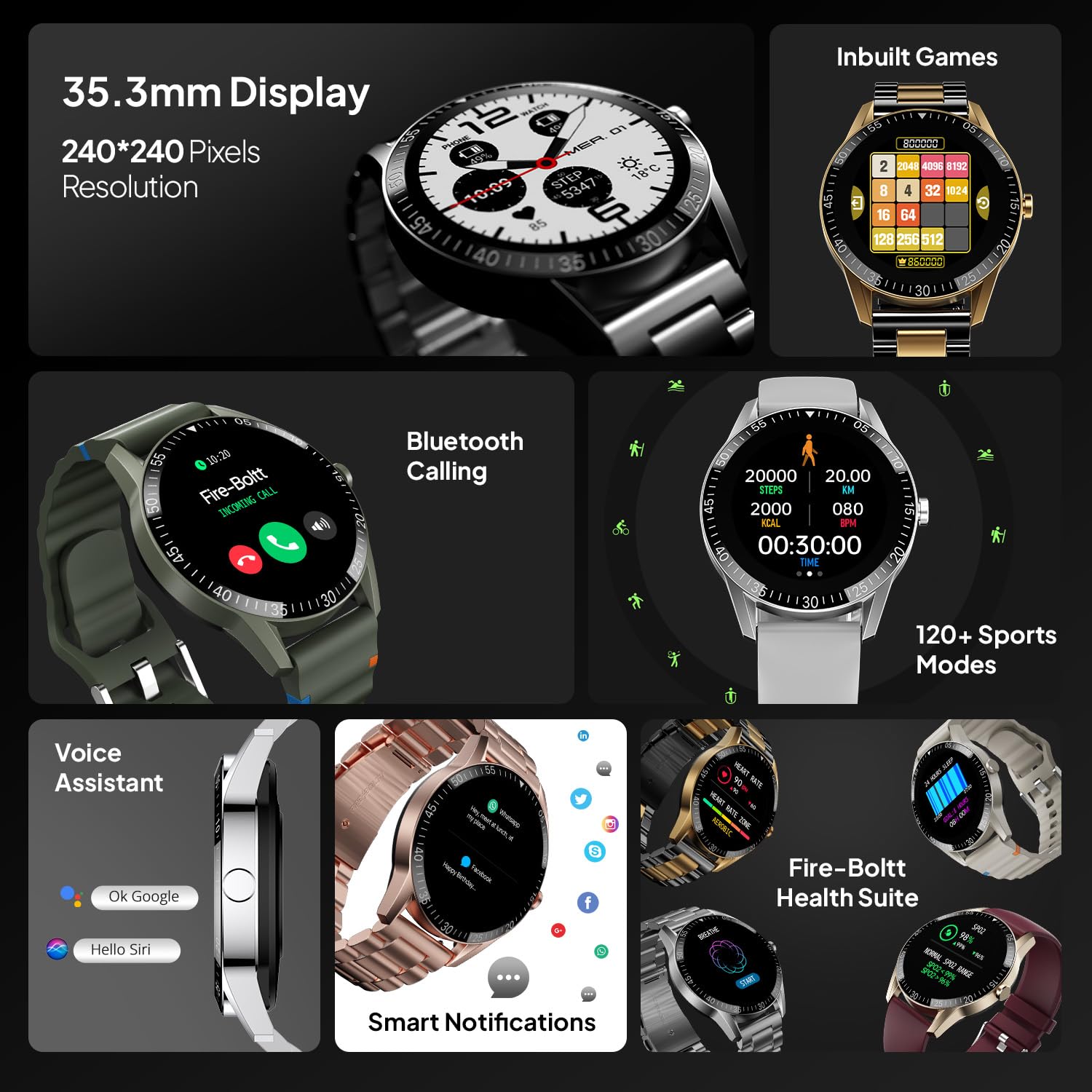 Fire-Boltt Talk Bluetooth Calling Smartwatch, 1.39" TFT Display with Dual Button, Hands On Voice Assistance, 120 Sports Modes, in Built Mic & Speaker (Talk, Black)