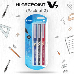 Pilot V7 Liquid Ink Roller Ball Pen (1 Blue + 1 Black + 1 Red),multicoloured,9000014717