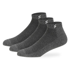 Supersox Ankle Length Sports Socks for Man | Half Terry Cushioned Cotton | Anti-Odour & Antibacterial | Breathable & Moisture Absorbent | Running, Gym & Sneaker | Grey Colour | Pack of 3 | Glammy.lk