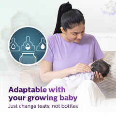 Philips Avent Grow Plastic Feeding Bottle | Anti-Colic | Easy Fill,Easy Clean | BPA Free | with 6M+ Flow Teat (330ml) (Penguine with Fishes)