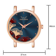 LOUIS DEVIN Rose Gold Plated Mesh Chain Analog Wrist Watch for Women (Blue Dial) | LD-RG162-BLU