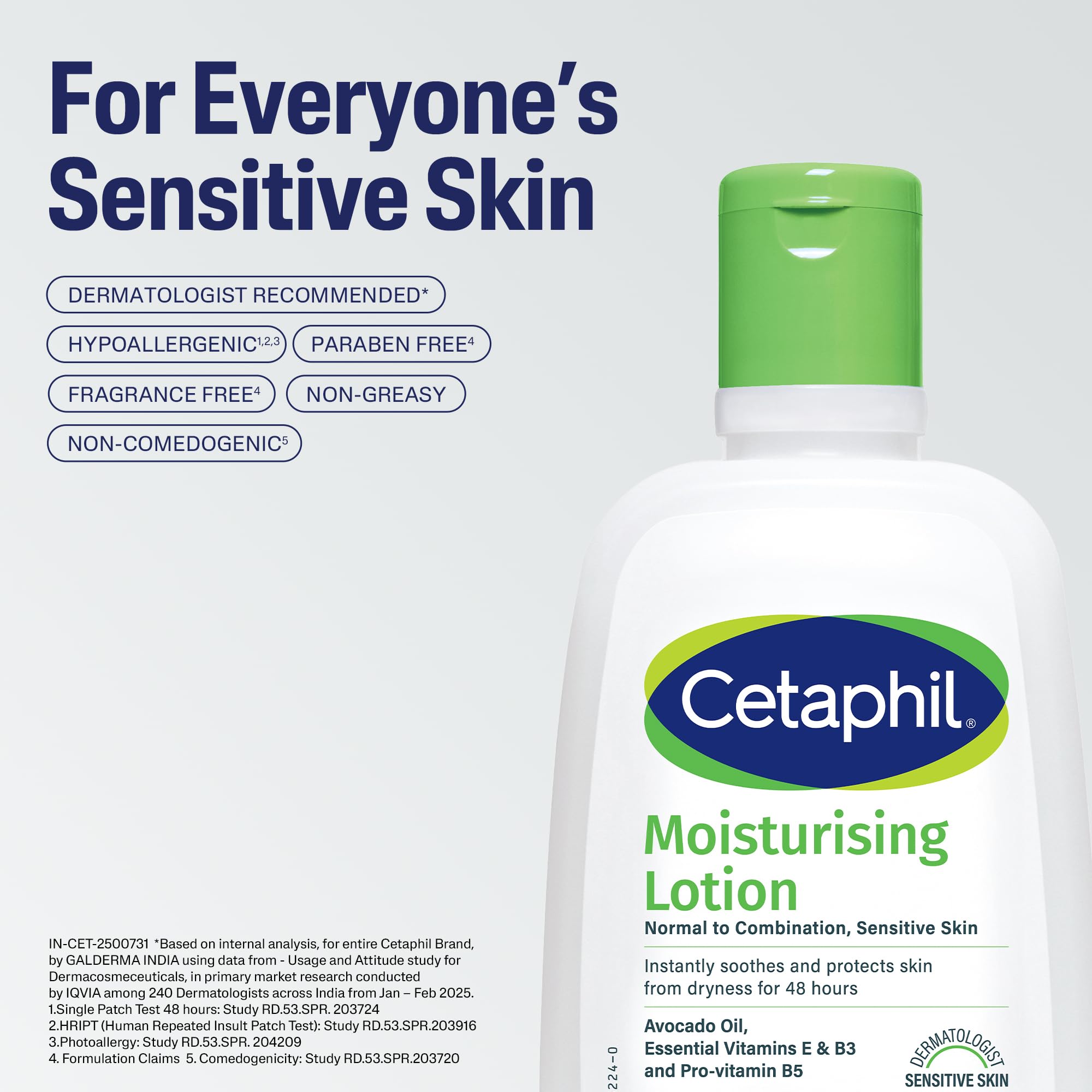 Cetaphil Moisturising Lotion 118 ml for Dry to Normal & Sensitive Skin | 48H Hydration with Niacinamide, Panthenol & Glycerin | Fragrance-Free, Non-Greasy, Dermatologist Recommended, For Face and Body