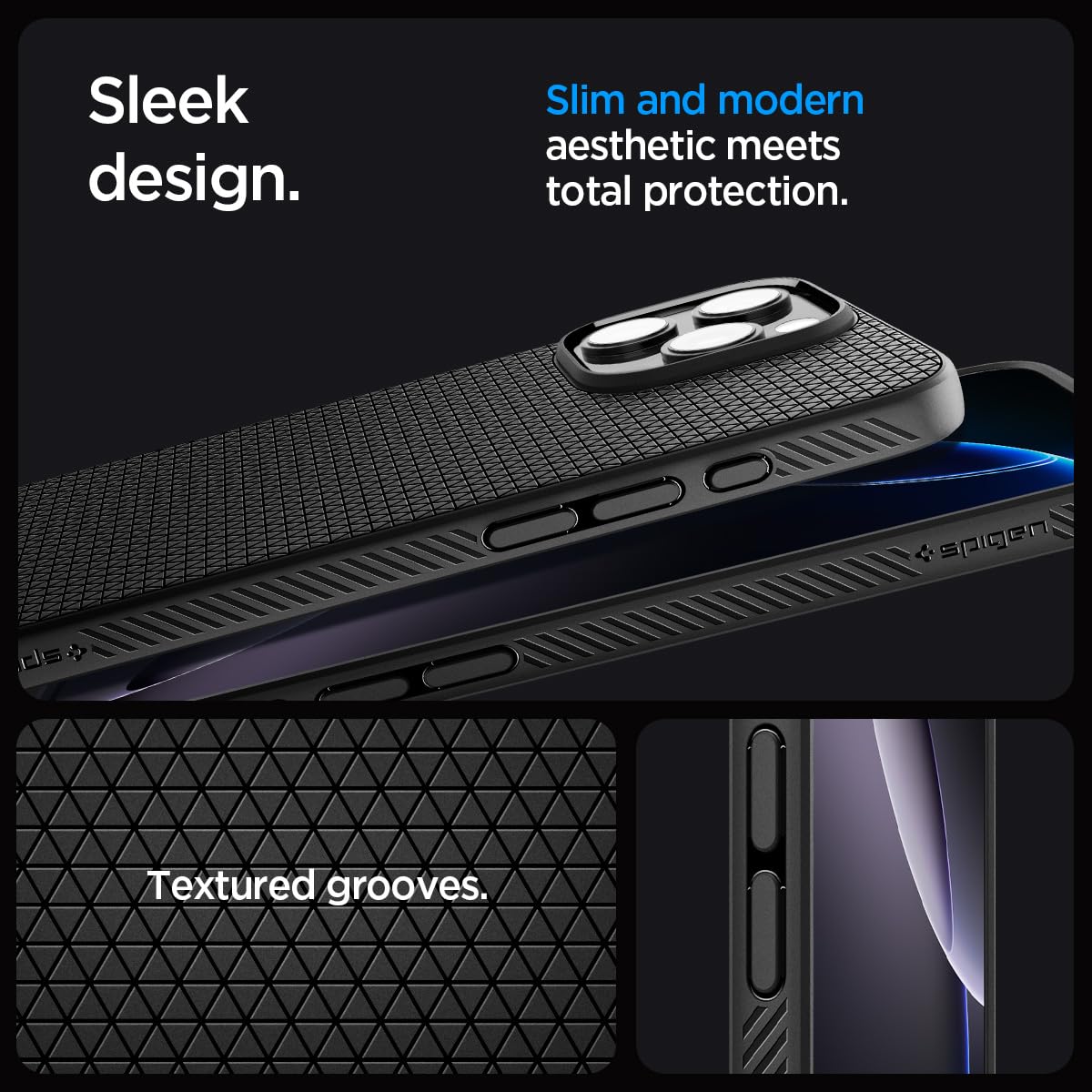 Spigen Liquid Air Back Cover Case for iPhone, Durable Protection, Air Cushion Technology - TPU | Matte Black