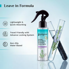 Pilgrim Korean Black Rice and Rosemary Water Spray With Biotin For Strong, Nourished Hair 200ml | Spray for Regrowth | Thicker & Stronger Hair | Sulphate & Paraben Free I For Women for Men