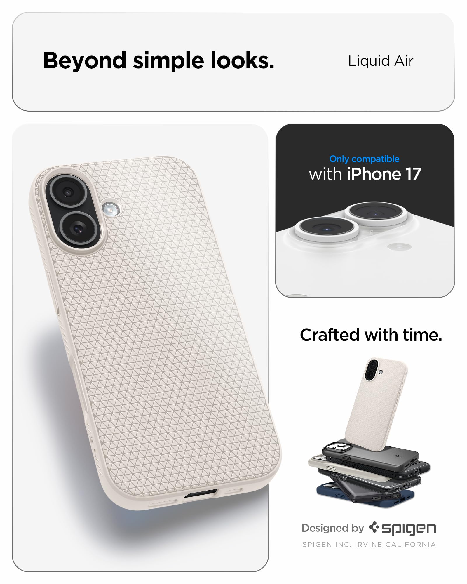 Spigen Liquid Air Back Cover Case for iPhone, Durable Protection, Air Cushion Technology - TPU | Matte Black