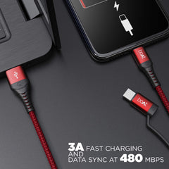 boAt Deuce USB 300 2 in 1 Type-C & Micro USB Stress Resistant, Sturdy Cable with 3A Fast Charging & 480mbps Data Transmission, 10000+ Bends Lifespan and Extended 1.5m Length(Martian Red) - Wireless Accessory from boAt - Shop in Sri Lanka at Arcade.lk