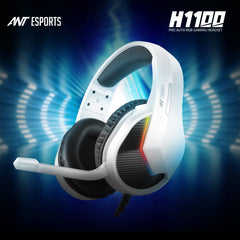 Ant Esports H1100 Pro RGB Wired Over Ear Gaming Headphones for PC / PS4 / PS5 / Xbox One / Switch1 with mic Frost White