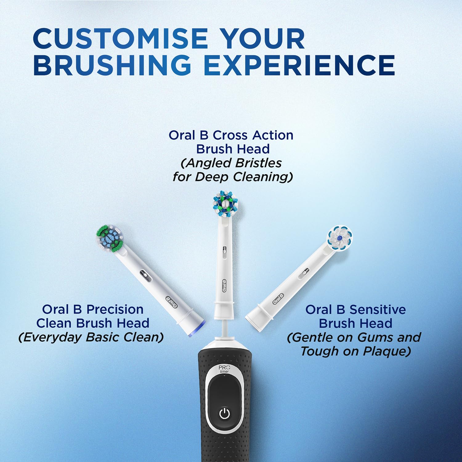 Oral-B Vitality Rechargeable Rotating Electric Toothbrush for Adults | 2 Brushing Modes (Daily & Sensitive) | 2-Min Timer with Quadpacer | IPX7 Water Resistant | Round Brush Head (Black)
