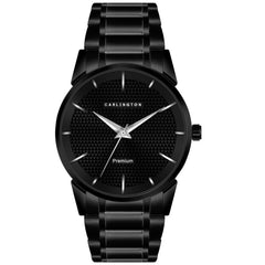 Carlington Stainless Steel Analogue Men Premium Watch, Black Dial, Black Band