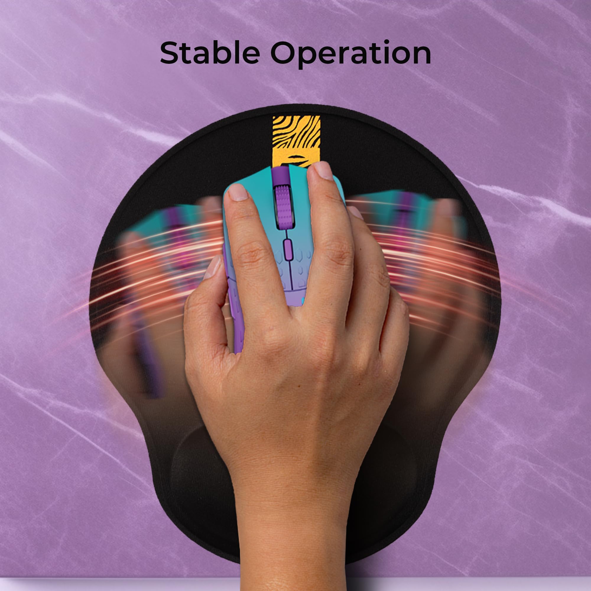 ZEBRONICS MSP-X5 Mouse Pad, Ultra-Smooth Fabric Surface + Memory Foam Wrist Rest, Speed and Precision Optimised for All Mouse Sensors, Anti Slip Rubber Base, Surface of 211 x 240 mm