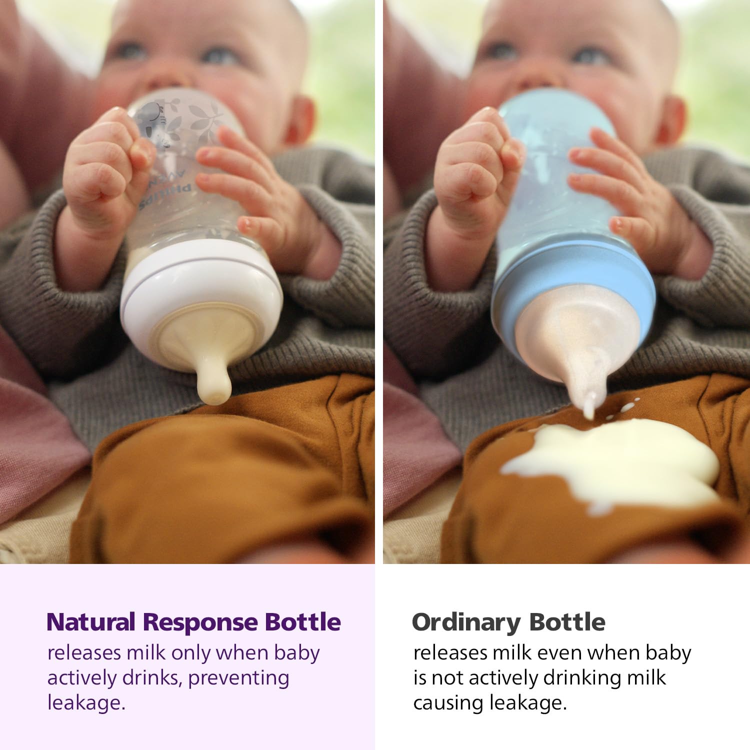 Philips AVENT Natural Response Plastic Baby Feeding Bottle - 260Ml Baby Milk Bottle, Bpa Free with Babies 1Month+ Teat (260Ml Koala Bear Print)
