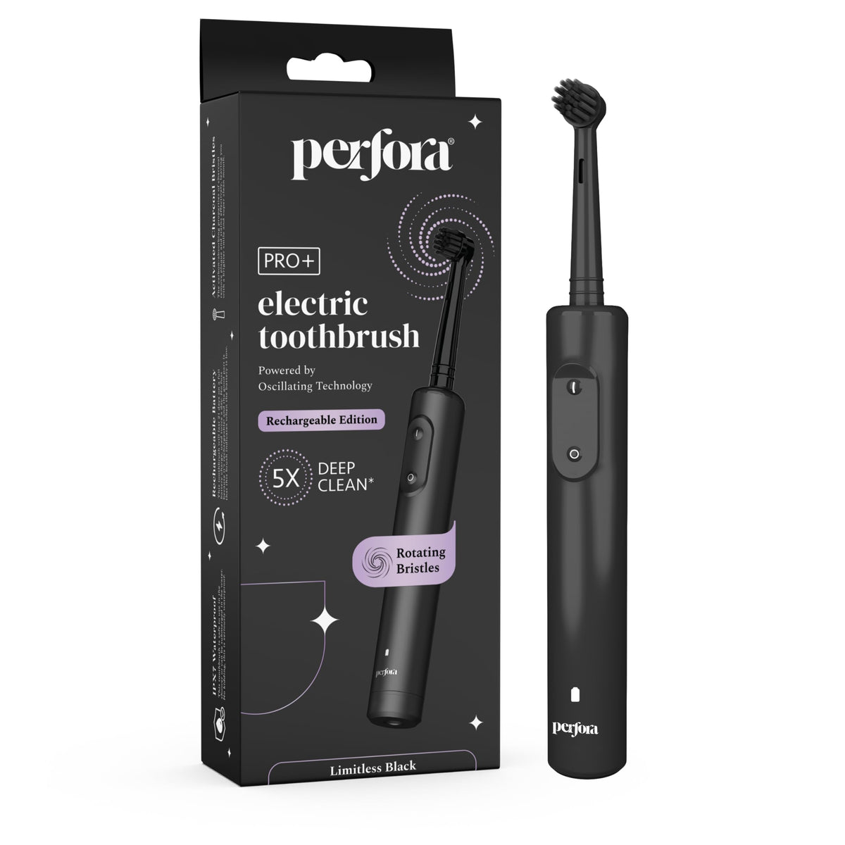 Perfora PRO+ Oscillating Electric Toothbrush | Electric Toothbrush Rechargeable, Electric Brush, Toothbrush Electric Adult, 8800 RPM, 1 Mode, 2 min Auto Timer (Limitless Black) - Drugstore from Perfora - Shop in Sri Lanka at Arcade.lk