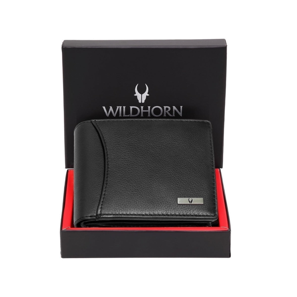 WildHorn Leather Wallet for Men, Black,(Pack of 1)
