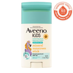 Aveeno Kids Continuous Protection Mineral Sunscreen Stick Spf 50 For All Skins, 42G