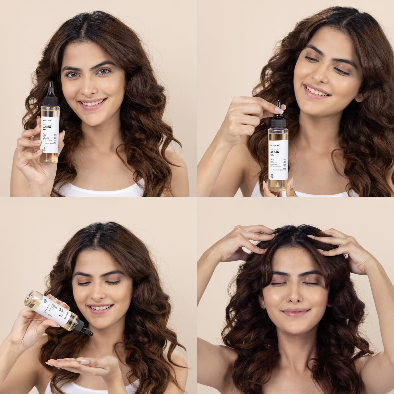 Brillare 20% Argan Oil for Dry, Frizzy Hair with 10% Olive Oil for Intense Hydration, Frizz Control, Smooth, & Manageable Hair
