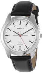 TIMEX Classics Analog Watch for Man with Silver Round Dial & Black Leather Strap Band Water Resistant Men's Wrist Watches - TW00ZR260E