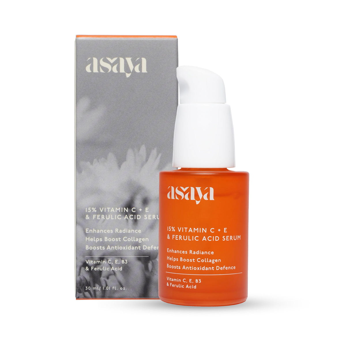 Asaya 15% Vitamin C Face Serum | Brightens Skin, Fades Dark Spots & Boosts Collagen | With Vitamin E for Hydration & Barrier Repair | 30ml