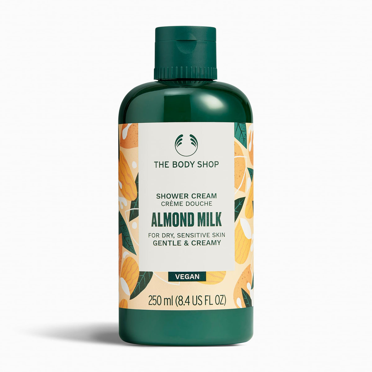 The Body Shop Almond Milk & Honey Soothing & Caring Shower Cream, 250 ML - Dry, Sensitive Skin | Cleanse, Help Soften & Comfort |Vegan