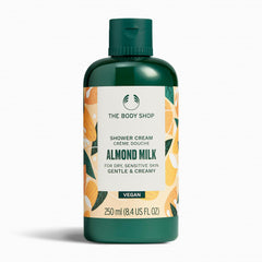 The Body Shop Almond Milk & Honey Soothing & Caring Shower Cream, 250 ML - Dry, Sensitive Skin | Cleanse, Help Soften & Comfort |Vegan