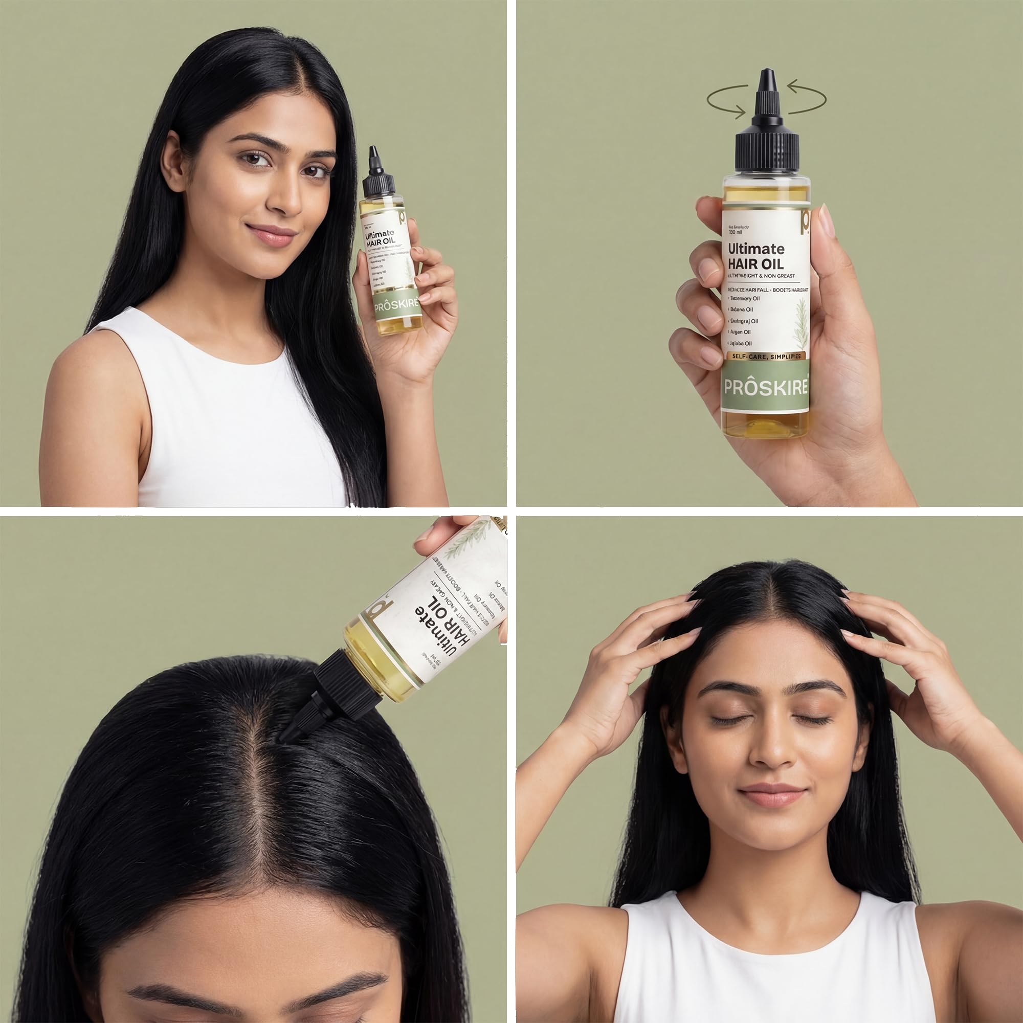 Proskire Ultimate Hair Growth Oil | Lightweight Non-Greasy Hair Growth Oil with Rosemary, Batana & Bhringraj | Reduces Hair Fall & Boosts Hair Density - 100ml